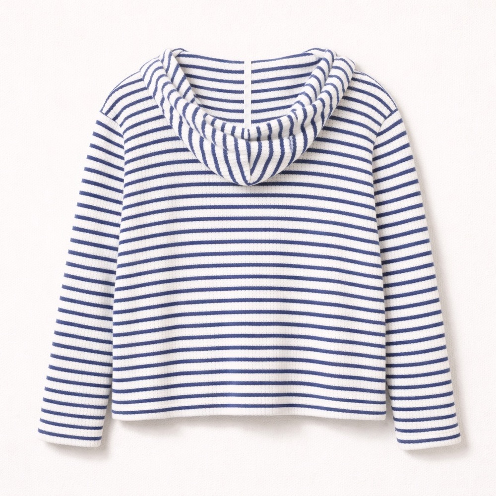 Splendid Ribbed Striped Hoodie XS Supersoft Supima Cotton Modal Knit Blue White - Picture 3 of 9